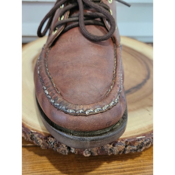 VTG Russell Moccasin Co 11 1/2 Brown Leather Chukka Boots Moc Toe Made in USA main image 10